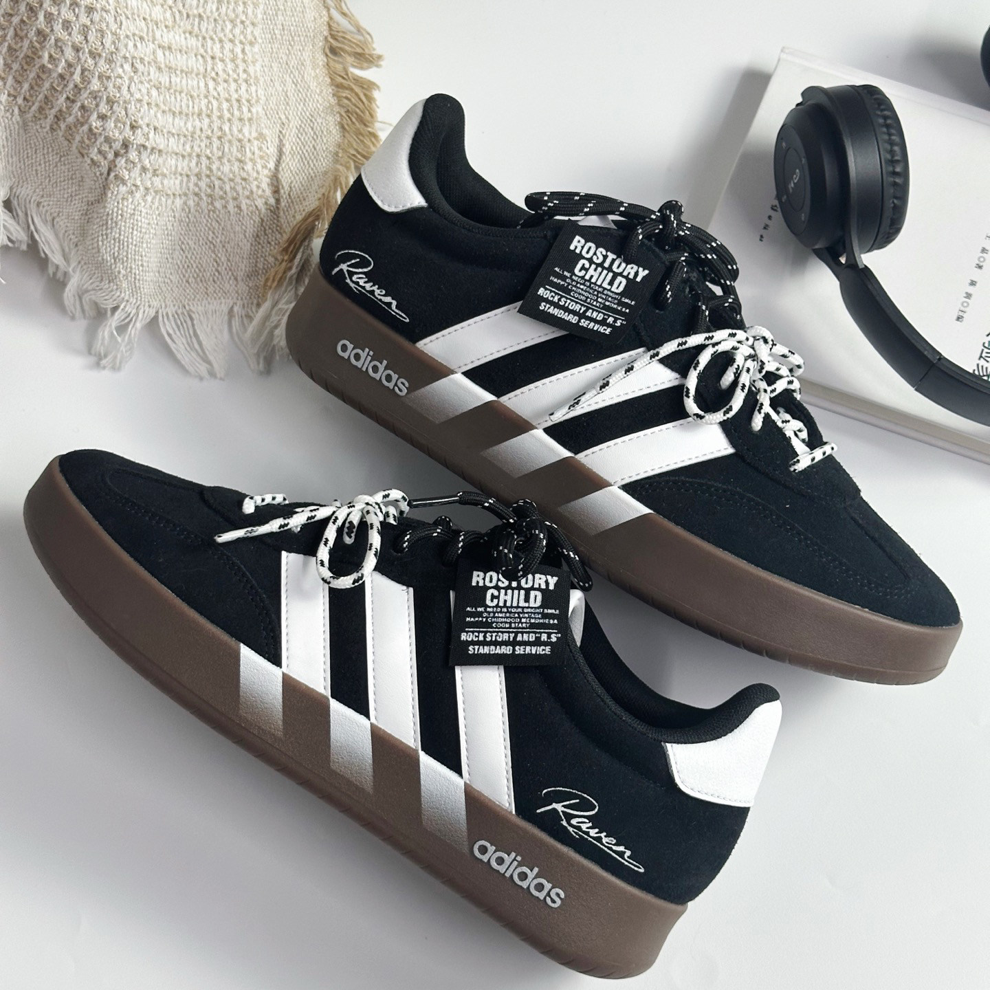 【球鞋定制】Adidas阿迪达斯男女鞋子 BARREDA 熊猫学长 潮流板鞋
