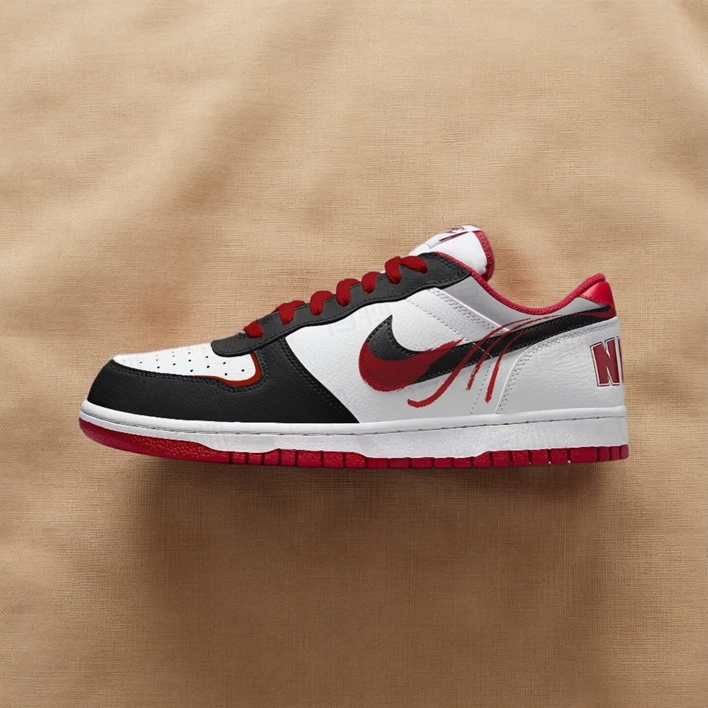 【球鞋定制】耐克男款鞋子 BIG NIKE LOW 墨痕赤影 百搭潮流板鞋