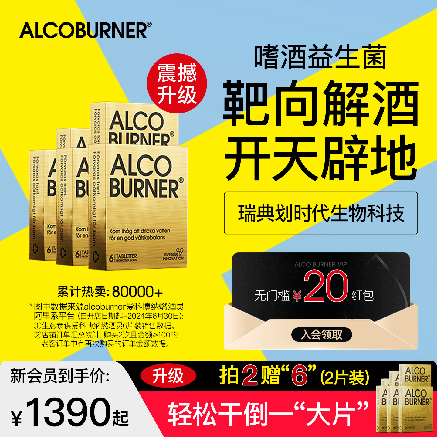 瑞典Alcoburner燃酒灵解酒药喝酒前不醉神器快速醒酒片护肝5盒,保健食品/膳食营养补充食品,蓟类,淘宝优惠券,粉丝福利购,淘宝优惠卷