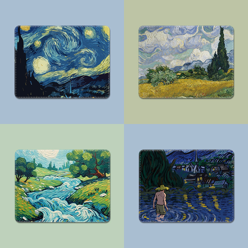 油画鼠标垫小号高颜值笔记本电脑键盘垫简约便携办公桌垫护腕垫