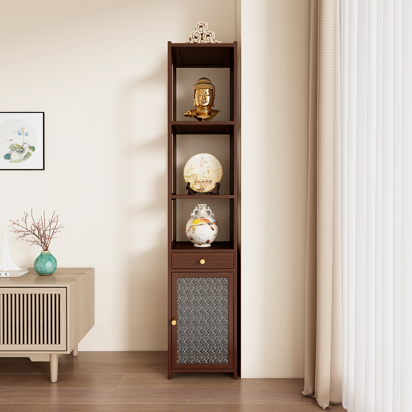 博古架小型茶叶置物架茶具收纳柜