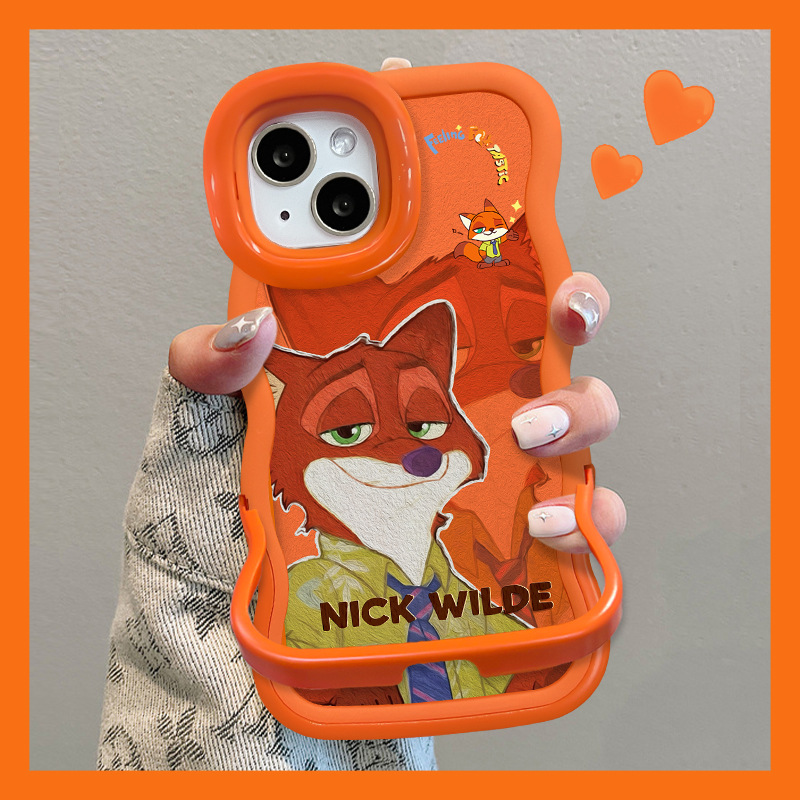 可爱尼克适用苹果17橙色手机壳iphone15promax双支架16卡通14华为