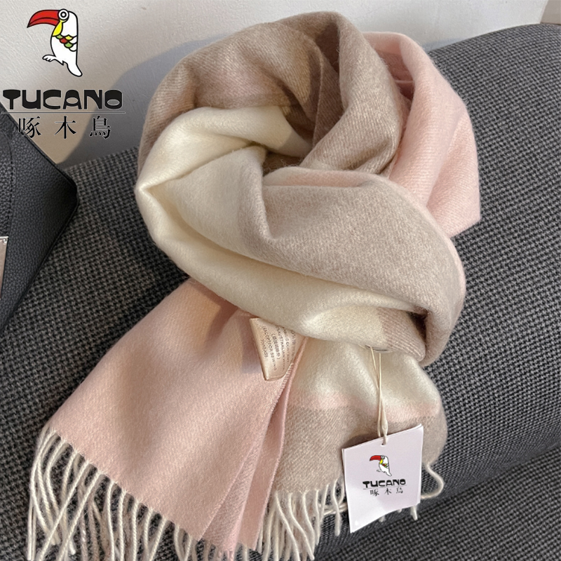 纯羊毛围巾女冬季格子英伦保暖