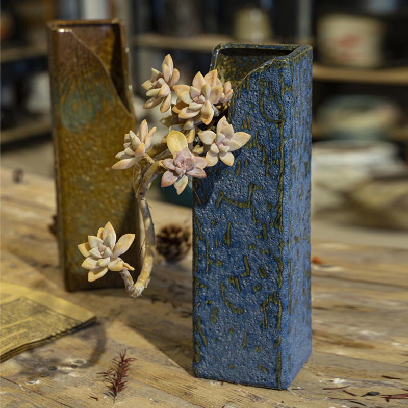 陶瓷花盆景德镇多肉绿植盆高方切口长方形老桩盆缺口盆悬崖盆特价