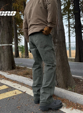 【黄石工装裤】PDRD25AW水洗做旧伐木裤高克重帆布卡哈美式特长裤