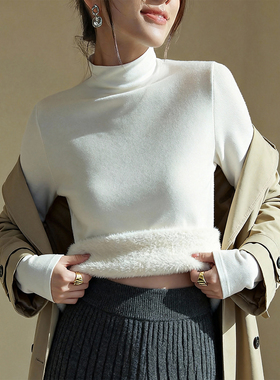 半高领德绒打底衫女2025新款今年流行爆款加绒加厚内搭女上衣冬季