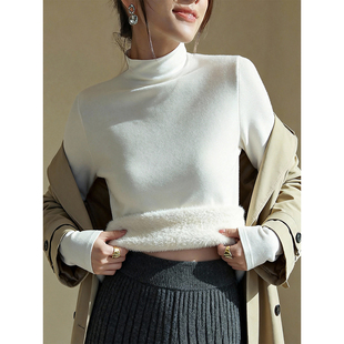 半高领德绒打底衫女2025新款今年流行爆款加绒加厚内搭女上衣冬季