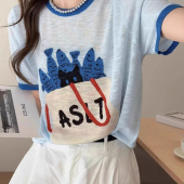 卡通印花短袖 薄款 上衣女 爆款 韩版 透气竹节棉圆领t恤女款 2026新款