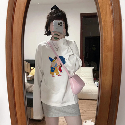 白色加绒打底衫长袖t恤