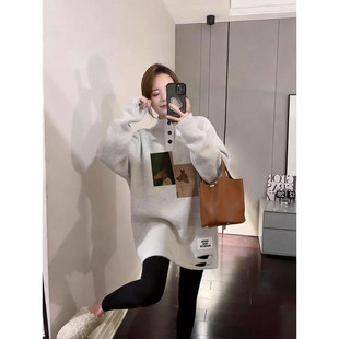 半高领德绒打底衫女内搭配鲨鱼裤的中长款遮屁股超好看单穿上衣春