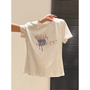 正肩短袖t恤女2026新款大码女装胖mm显瘦白色韩版慵懒松弛感上衣