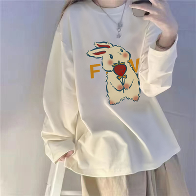 纯棉长袖t恤女2025新款打底衫