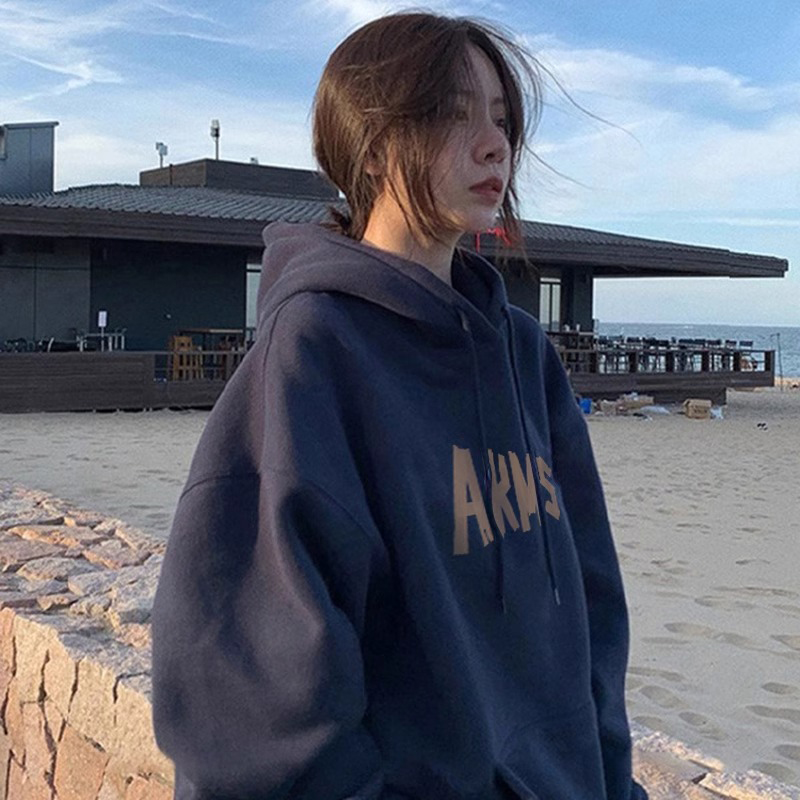 山东即墨卫衣女秋冬新款加绒大码连帽宽松oversize慵懒风显瘦上衣