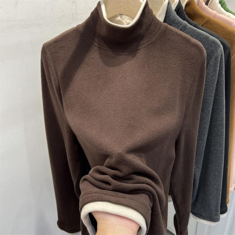 大码磨毛德绒打底衫女内搭高级感