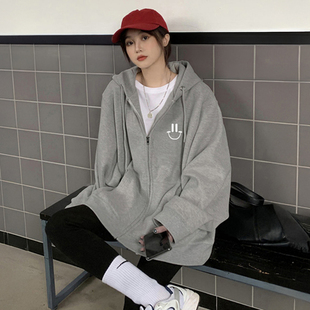 深秋初冬外套oversize灰色连帽卫衣女2026新款爆款显瘦宽松上衣女