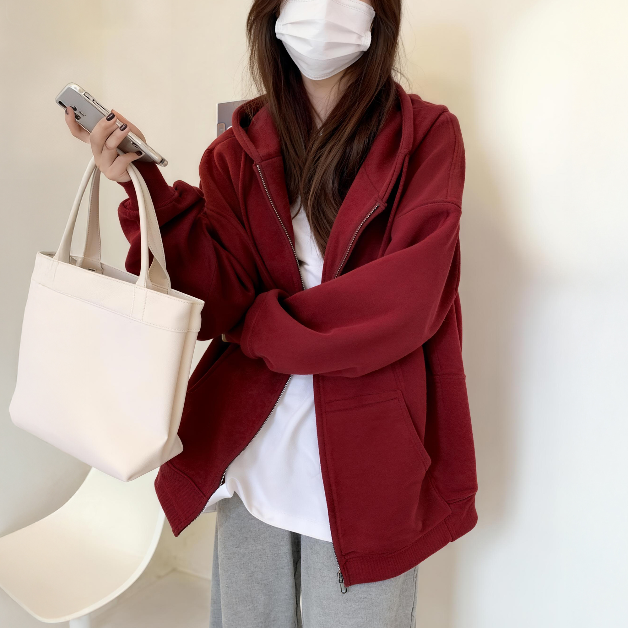 卫衣外套女2025新款宽松拉链开衫