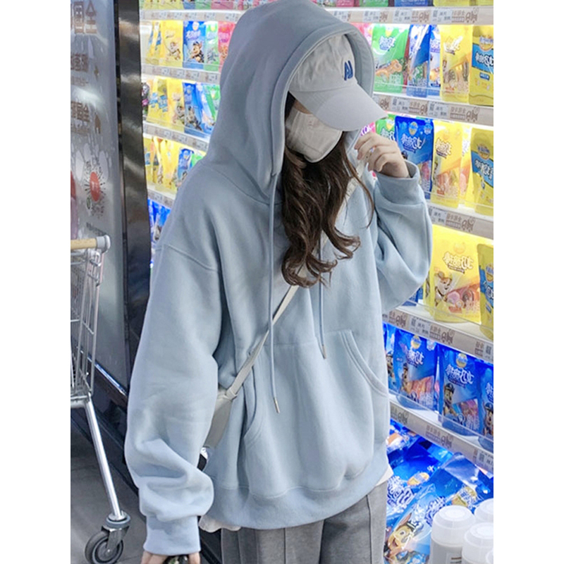 山东即墨连帽加绒卫衣女秋冬