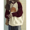 复古卫衣女秋冬款 圆领宽松大码 2025新款 插肩袖 加绒上衣潮 爆款 美式