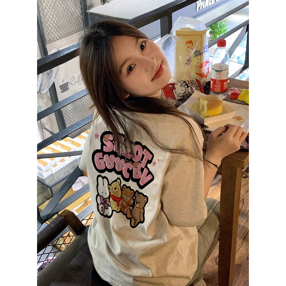 美式复古t恤灰色短袖女夏季新款