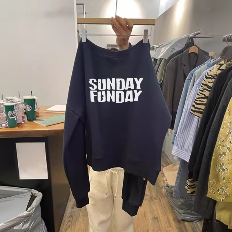 斜肩卫衣女2025新款大码女胖mm