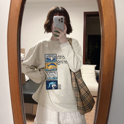 纯棉灰色打底衫女2025新款