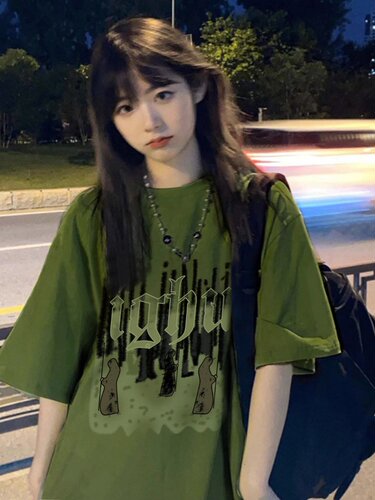 墨绿色短袖t恤女2026新款纯棉