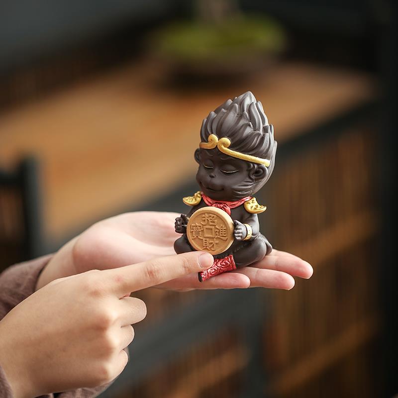 聚顺缘精品紫砂茶宠可养招财摆件创意孙悟空齐天大圣茶桌茶道配件