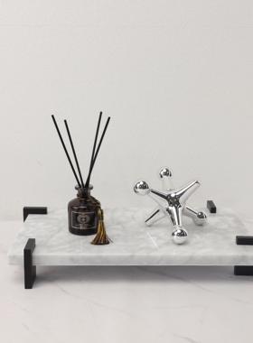 现代简约创意大理石收纳托盘办公室客厅书房玄关茶几卧室工艺摆件