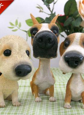 世界名犬仿真摇头狗狗公仔汽车桌面家居饰品摆件节日礼物树脂动物