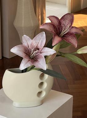 click意大利中古风陶瓷装饰花瓶艺术家居摆件4孔月牙花瓶小众设计