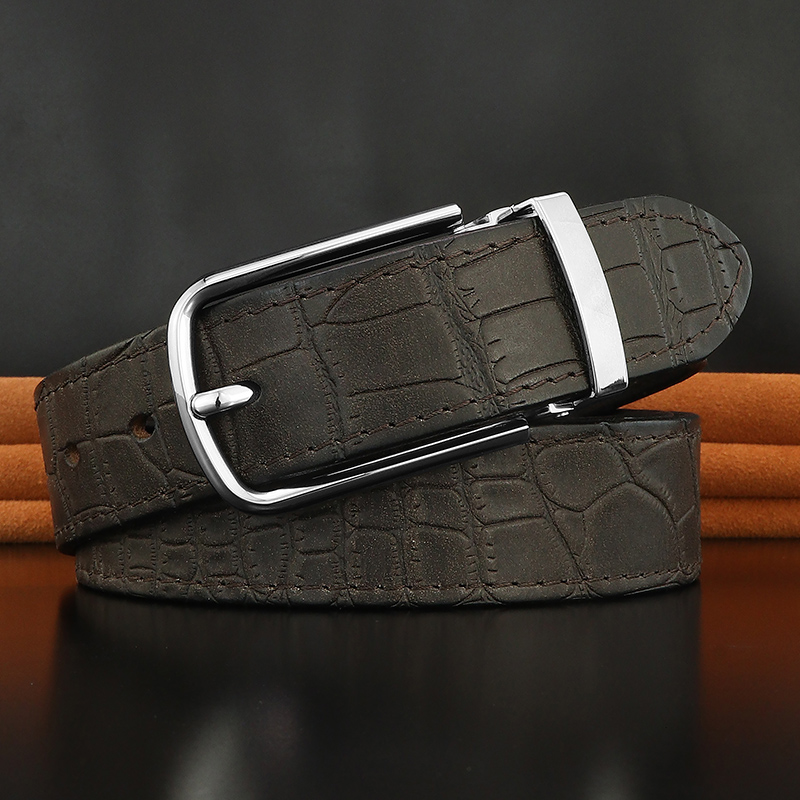 男士皮带休闲鳄鱼纹针扣腰带