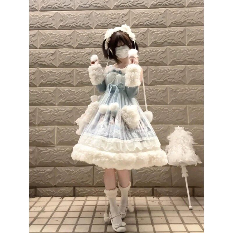 可爱甜美风毛绒绒lolita裙lolita洛丽塔连