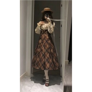 复古优雅瞎裁背带裙+摩罗双子Lolita套装女