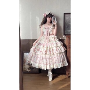 现货秘密花园LolitaJSKcla系优雅碎花段段裙日常洛丽塔公主连衣裙