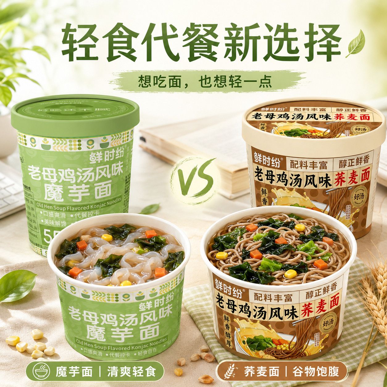 魔芋面荞麦面轻食代餐即食方便面冲泡夜宵懒人速食少脂肪少热量
