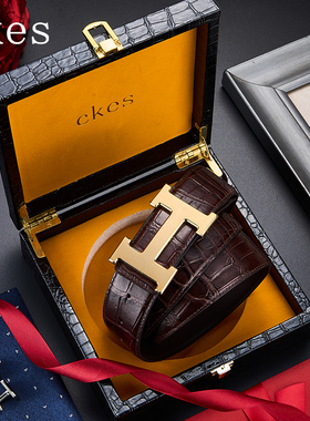 ckes官方正品男士皮带真皮2025新款商务腰带男内穿平滑扣高档奢侈