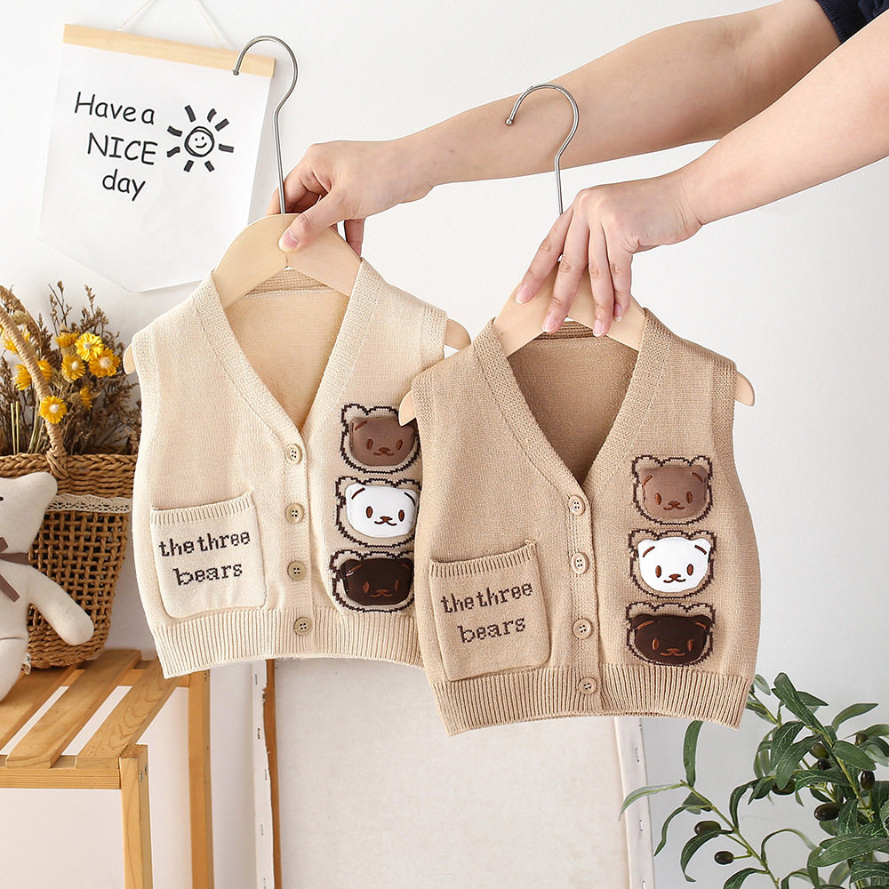 品牌专柜婴儿马甲春秋季男宝宝针织开衫背心儿童薄款上衣马夹毛线