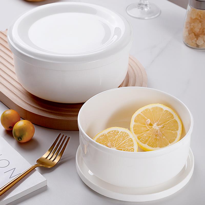 骨瓷碗蒸蛋羹碗带盖碗盘子陶瓷碗带盖饭盒微波炉骨瓷保鲜碗泡面碗