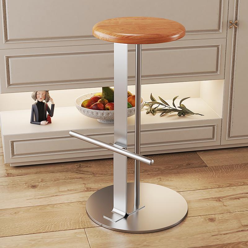 日式简约吧台椅设计师款家用实木高吧椅实木轻奢高脚凳金属酒吧椅