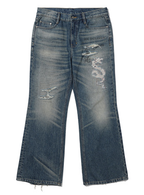 【PacShop】.pac 菜单印花微喇牛仔裤 MENU FLARED JEANS
