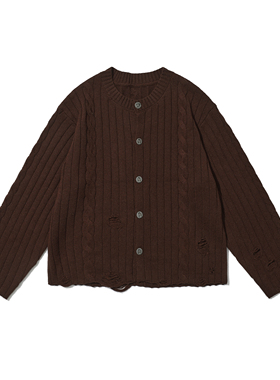 【PacShop】.pac 五福蝙蝠扣开衫羊毛麻花毛衣BLESSINGS CARDIGAN