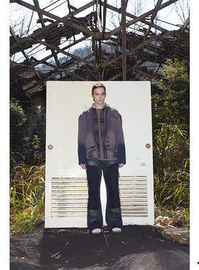 渐变水洗蓝工装土布重水洗破坏夹克