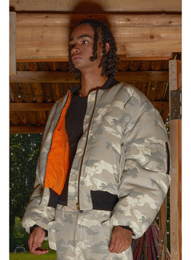 【PacShop】.pac 重磅1300克夹棉两面穿雪地迷彩MA1bomber棉服