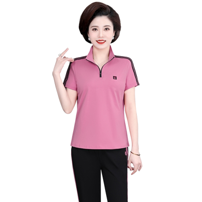 中年妈妈短袖运动服套装女夏新款