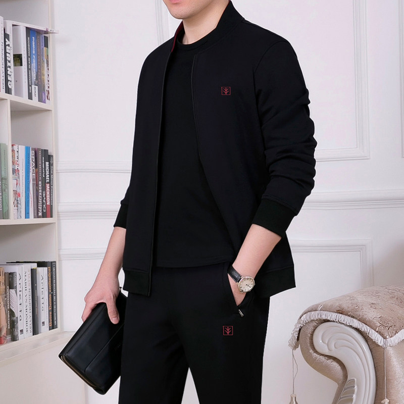 中老年运动套装男2023秋冬季新款爸爸装三件套男士休闲运动服父亲
