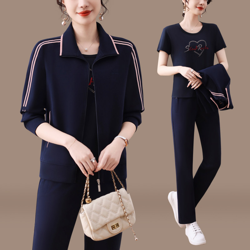 妈妈秋装运动服套装洋气中老年女春秋装外套大码中年妇女老人衣服