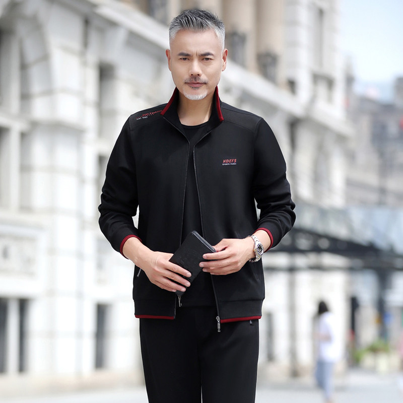 2023新款春装中老年人卫衣外套男士运动装春秋季爸爸休闲套装春季