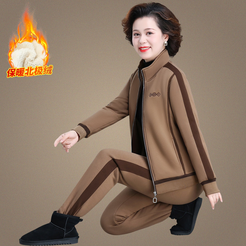 中老年妈妈运动服套装女秋冬秋冬