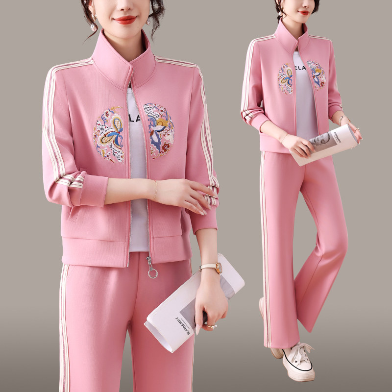 运动服套装女春秋新款时尚高级感白色运动衣洋气休闲装卫衣两件套