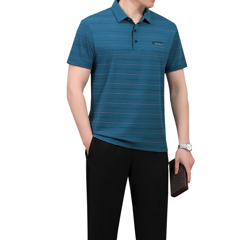 中年男短袖t恤父亲夏休闲运动服
